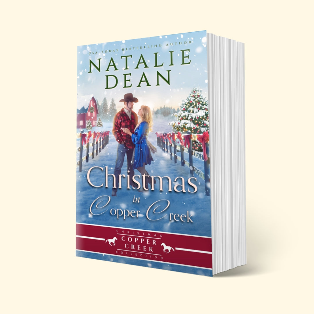 Paperback Cover of Christmas in Copper Creek by Natalie Dean Sweet Western Romance Wholesome Romance